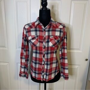 Mel & Mo Red and White Plaid Button-Up Shirt